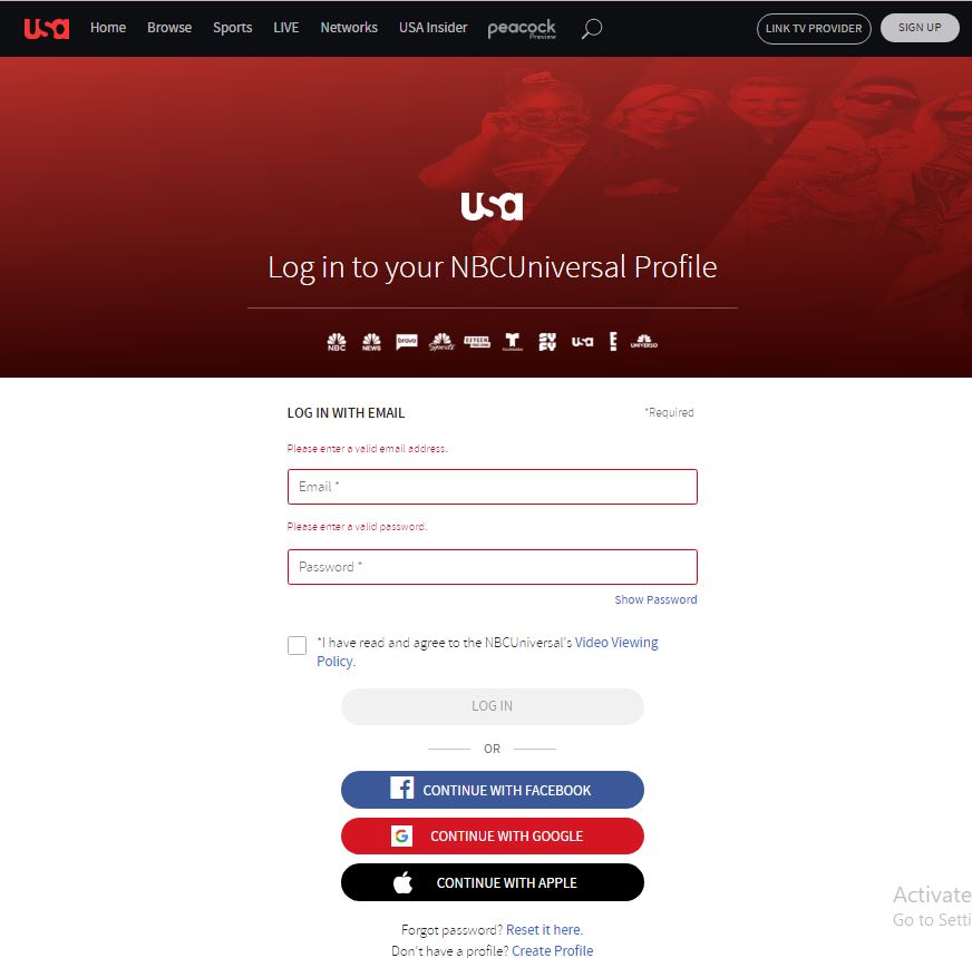USA Network Sign up