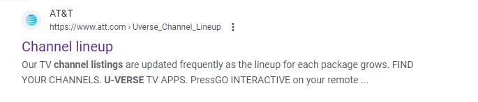 Uverse channel lineup