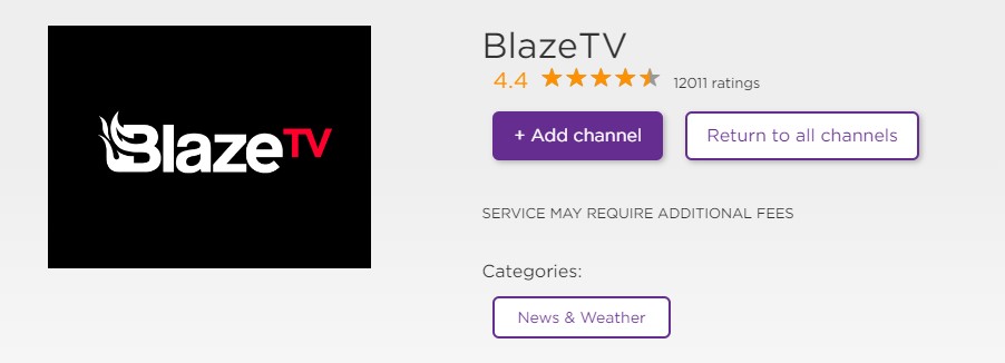 blaze TV add channel option
