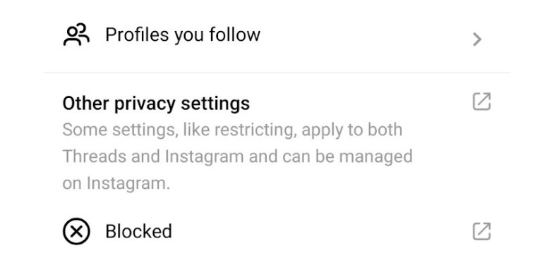 blocked option for How to View Blocked Profiles on Threads