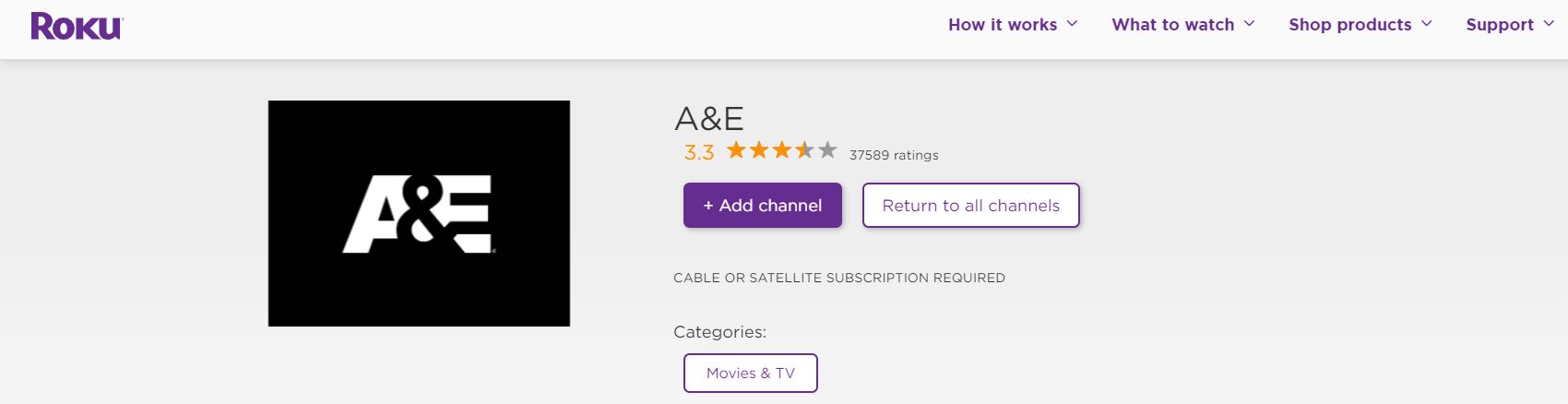 A&E on Roku
