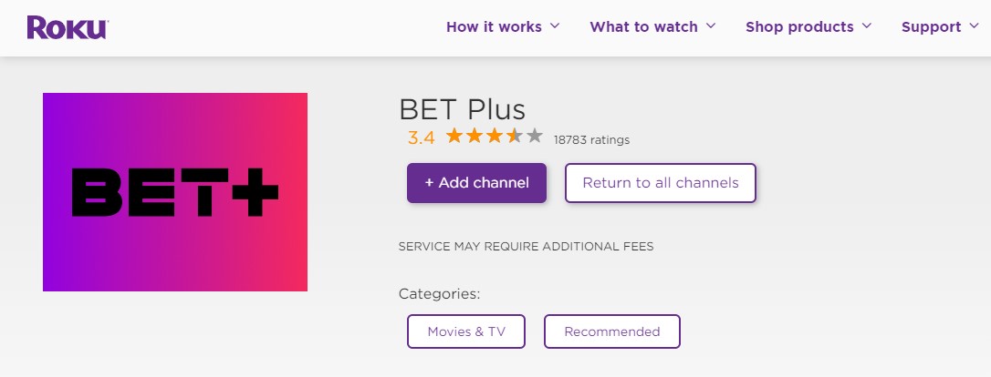 BET plus on Roku