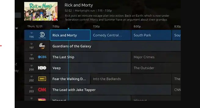 Categories list on DirecTV