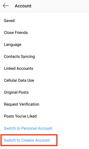 Can you switch to a Creator Account on Instagram