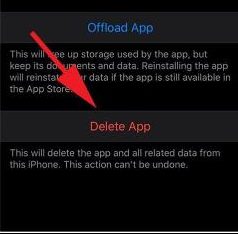 Delete app option on Apple App Store