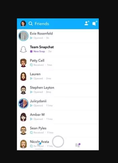 Friends list for Streaks on Snapchat