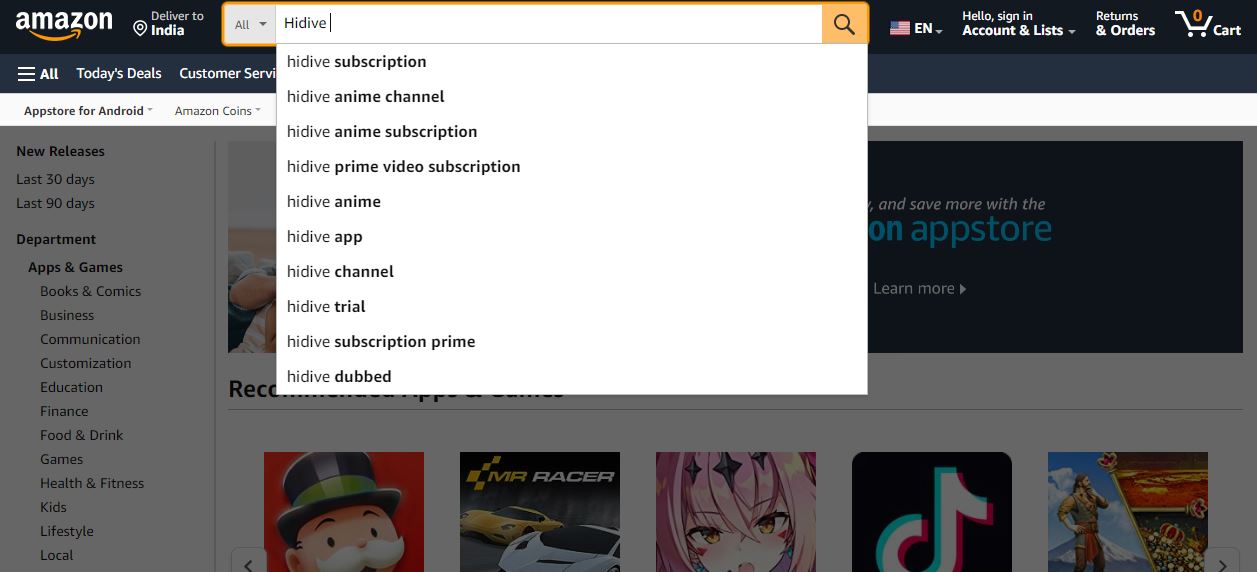 How to get Hidive app on Amazon 