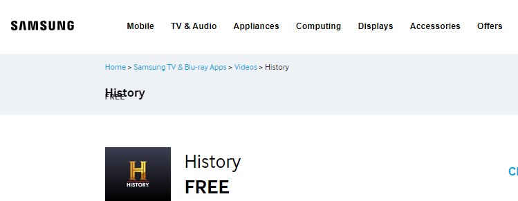 History App on samsung smart TV