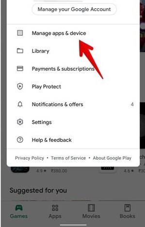 Manage Apps and Devices on Google Play Store