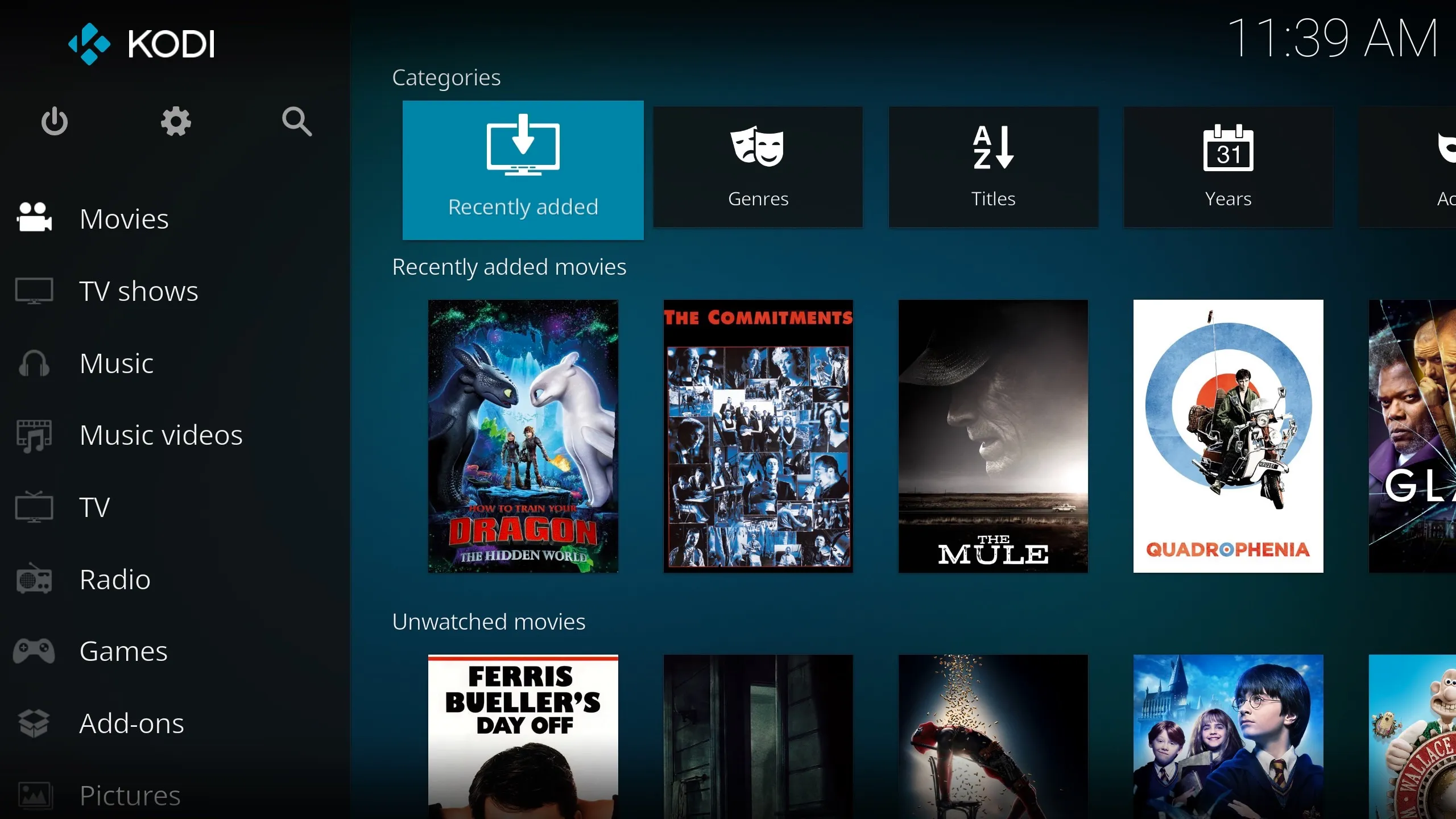 Movies opiton on Kodi