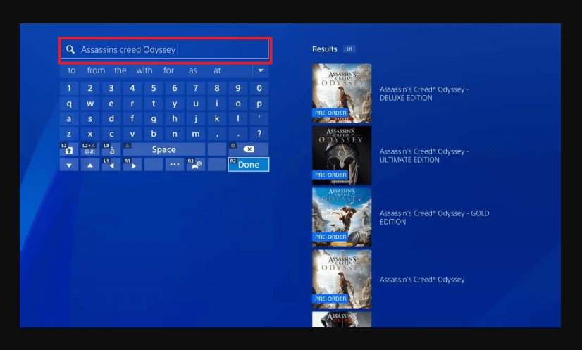 Playstaion Search bar