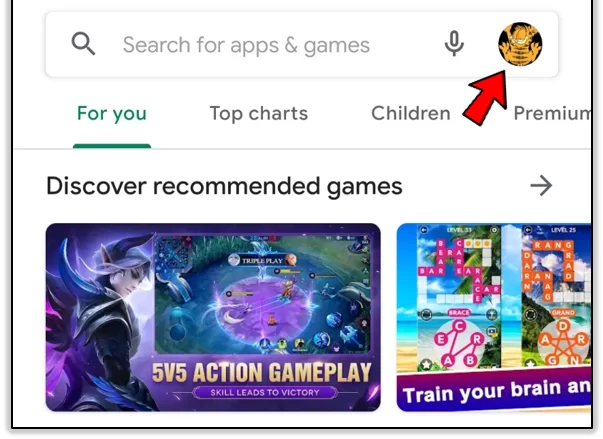 Profile Icon on Google Play Store