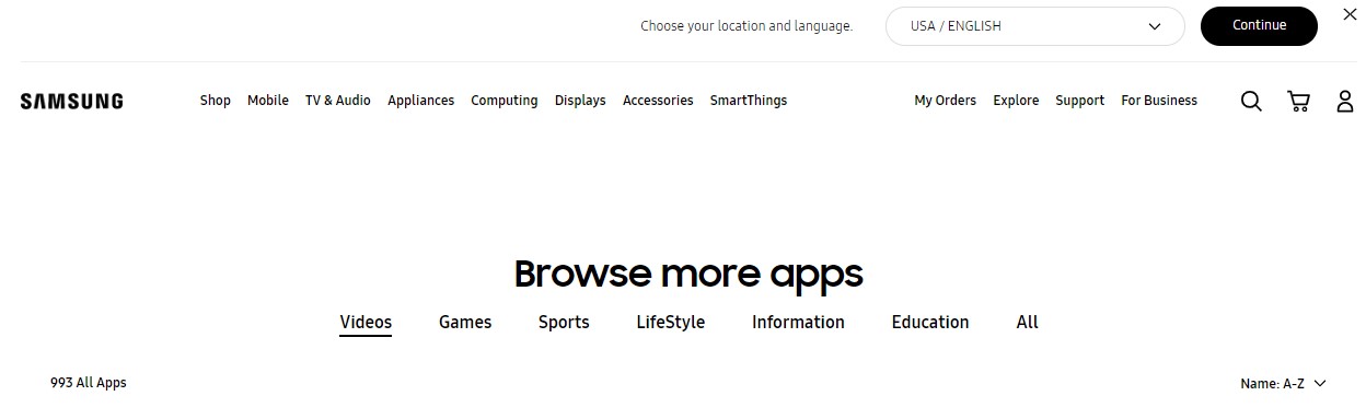 Samsung Smart TV App store