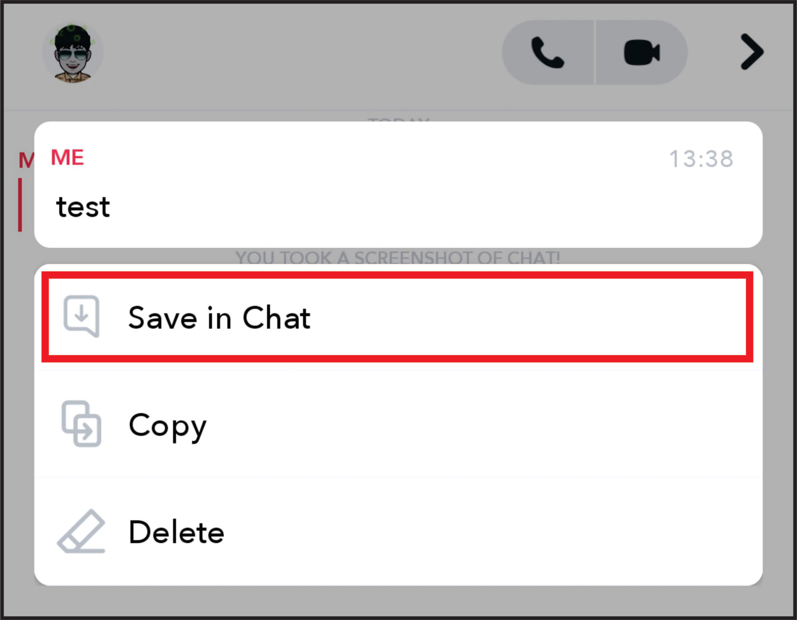 Save in Chat Snapchat 