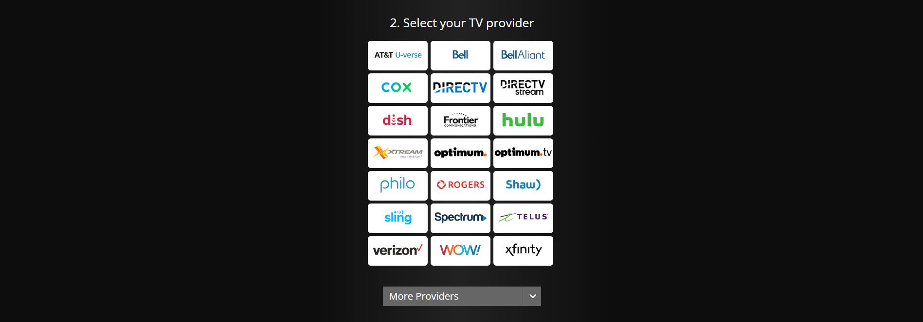 Select TV Provider to Activate A&E