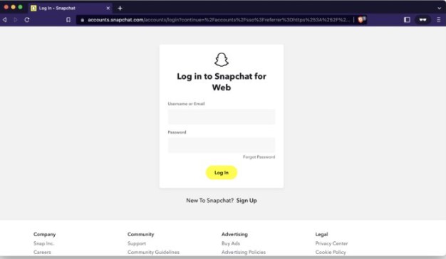 Snapchat Log in