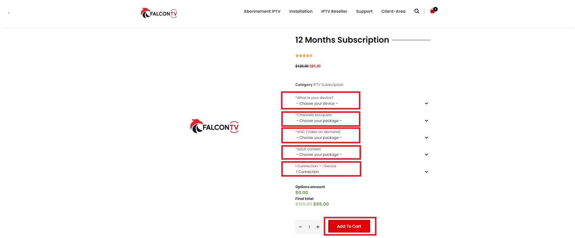 Subscribe with Falcon IPTV
