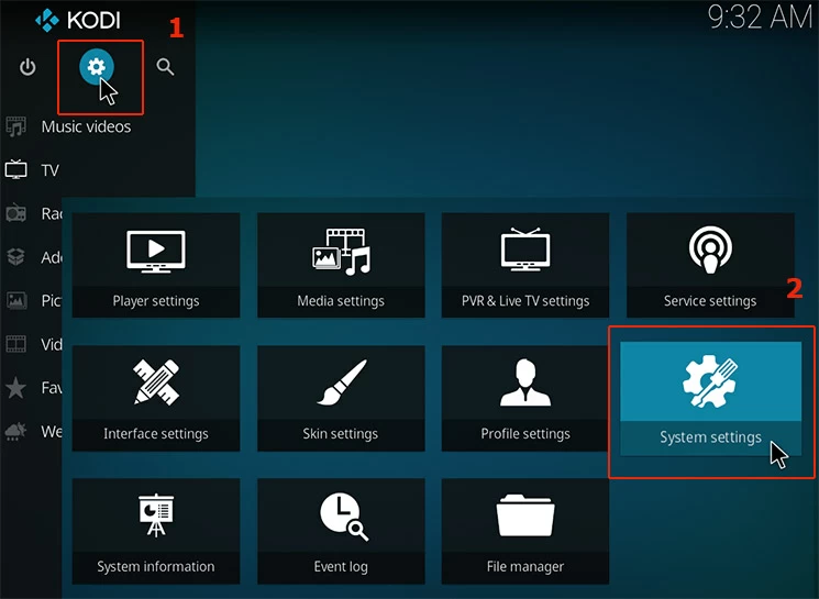 System Settings on Kodi