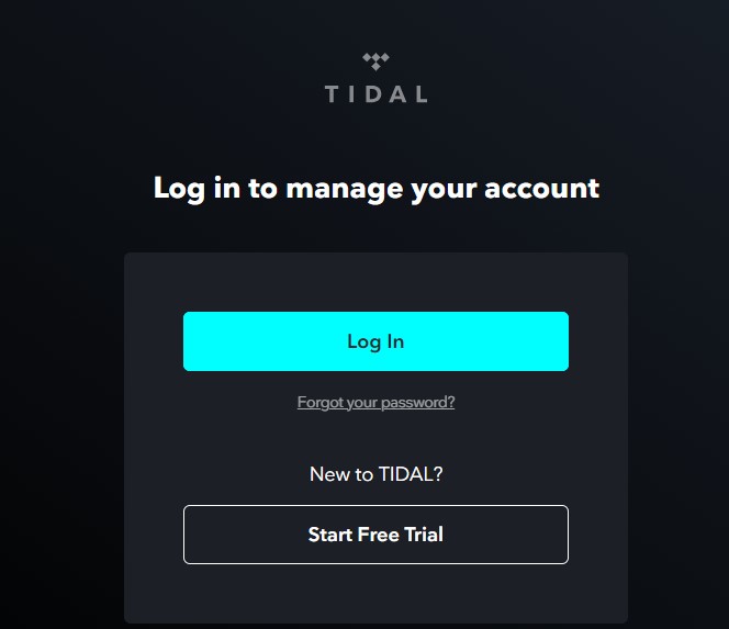 Tidal Log in