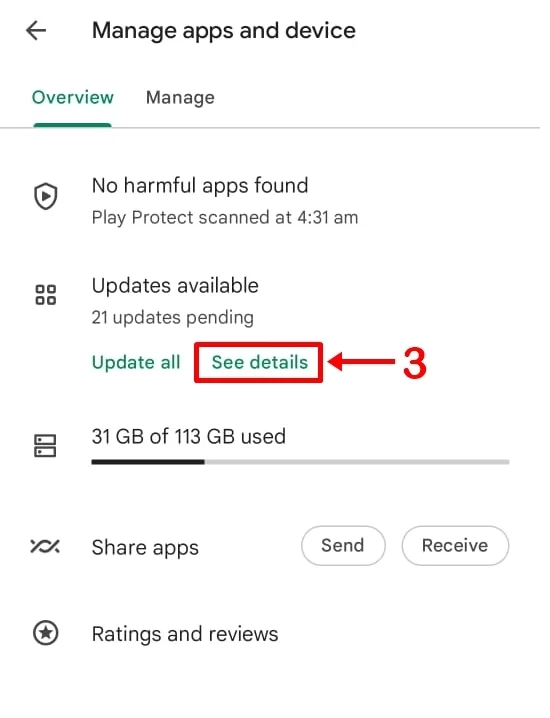 Updates Available on Google Play Store