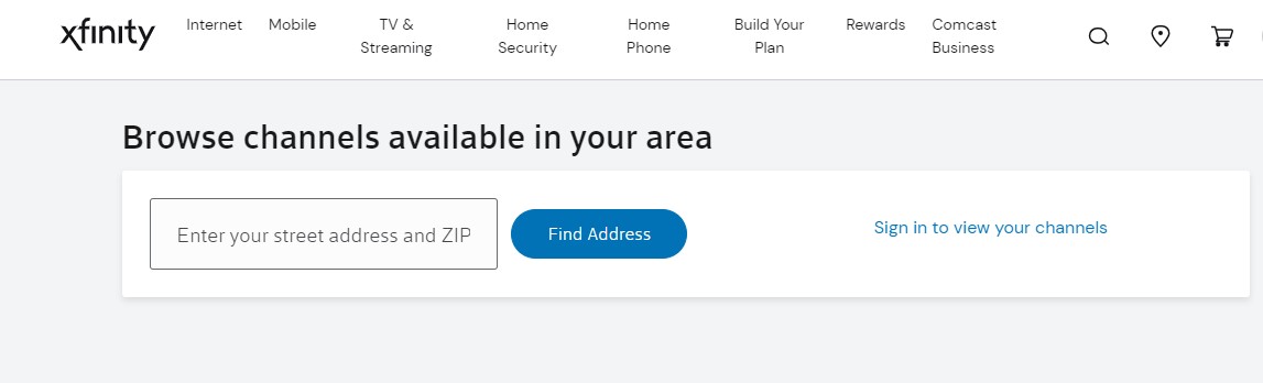 Zip Code on Xfinity