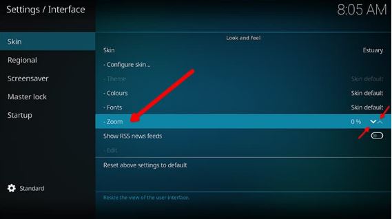 Zoom optioon on kodi
