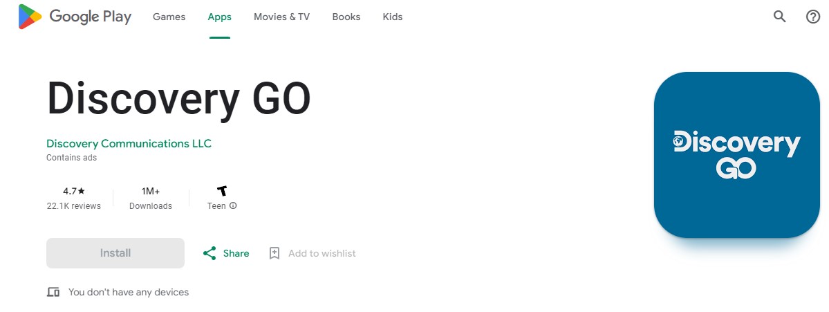 discovery Go on Google Play Store