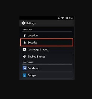 security option on Smartphone