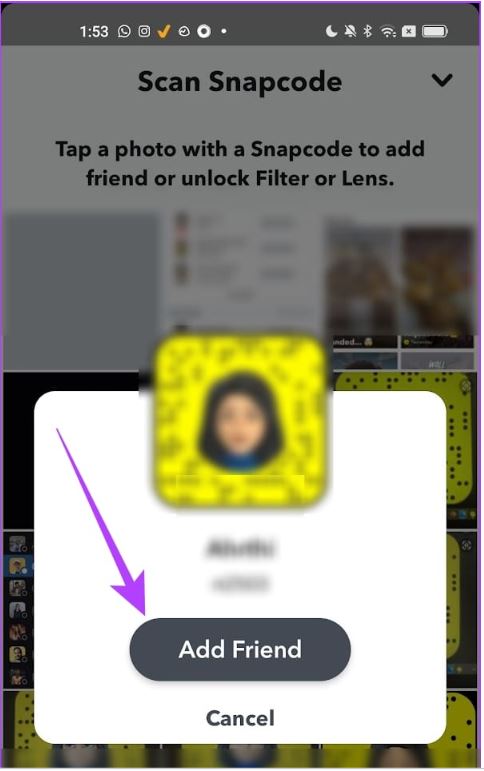 Add Friend using Snapcode on Snapchat