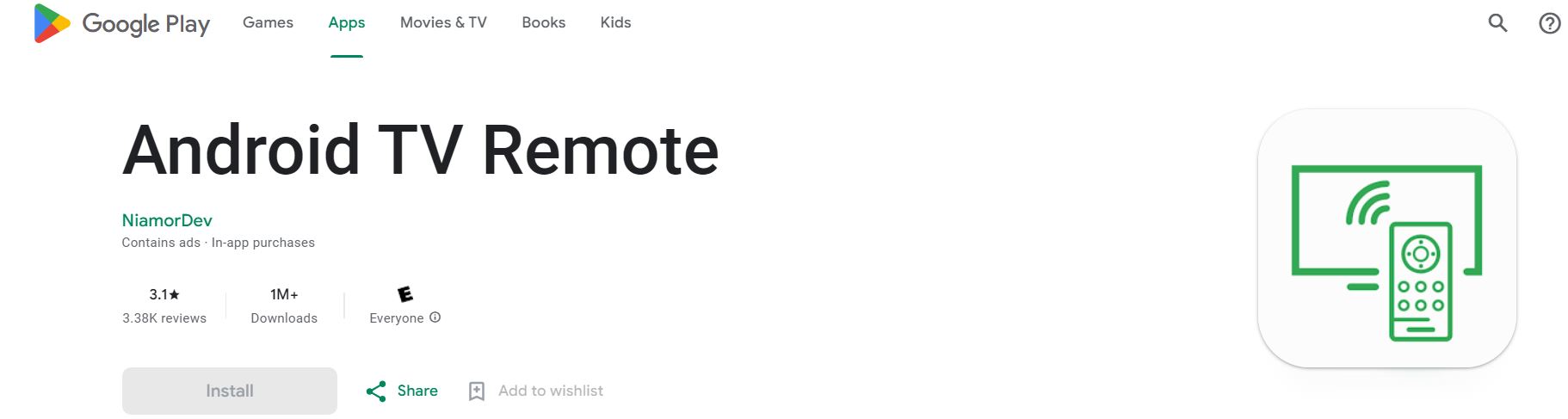 Android TV Remote App on Google Play Store