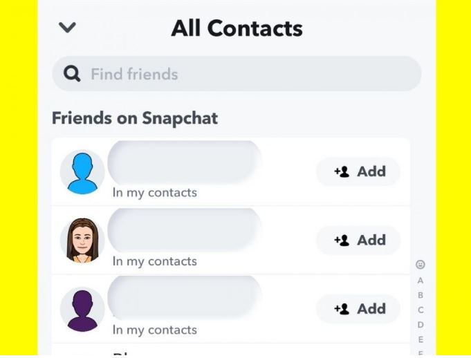 Search Contacts on Snapchat