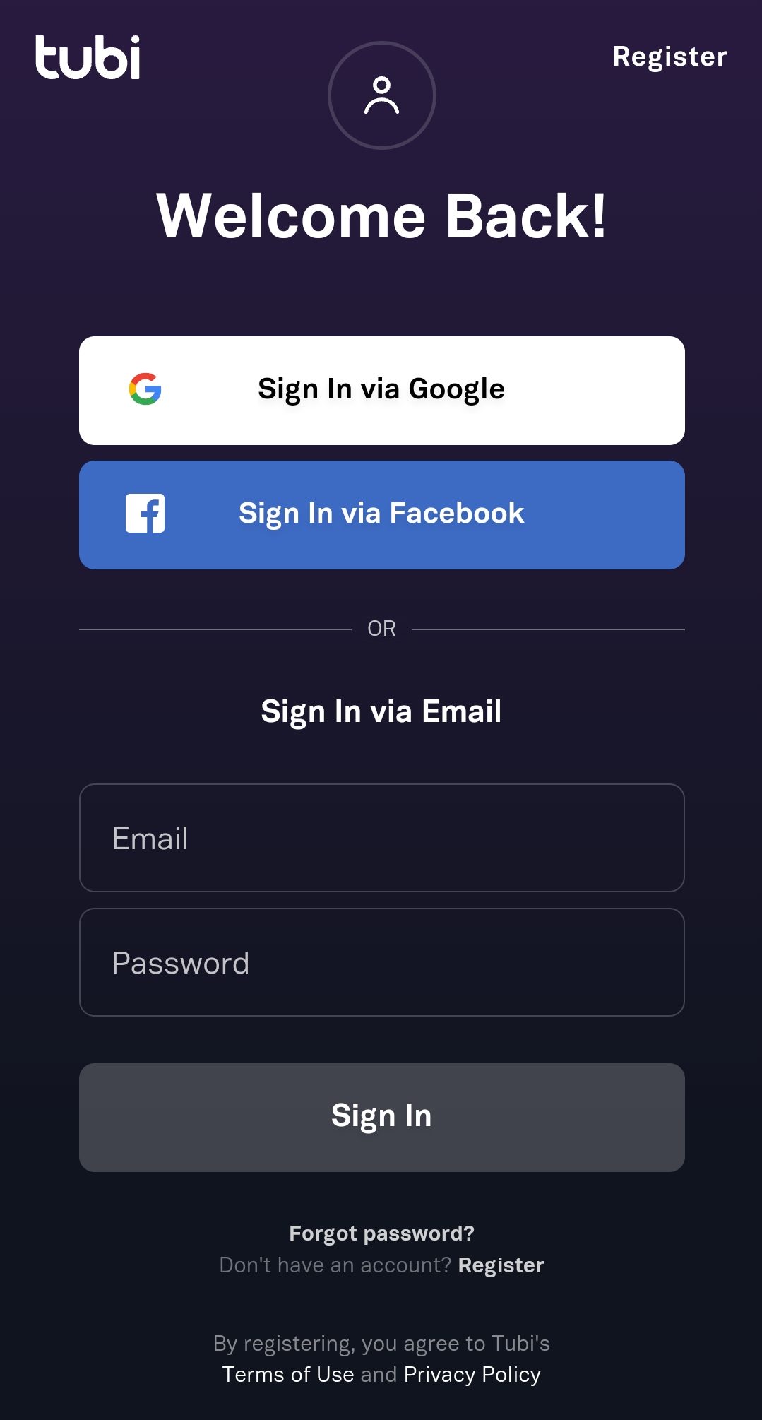 Sign In with Tubi
