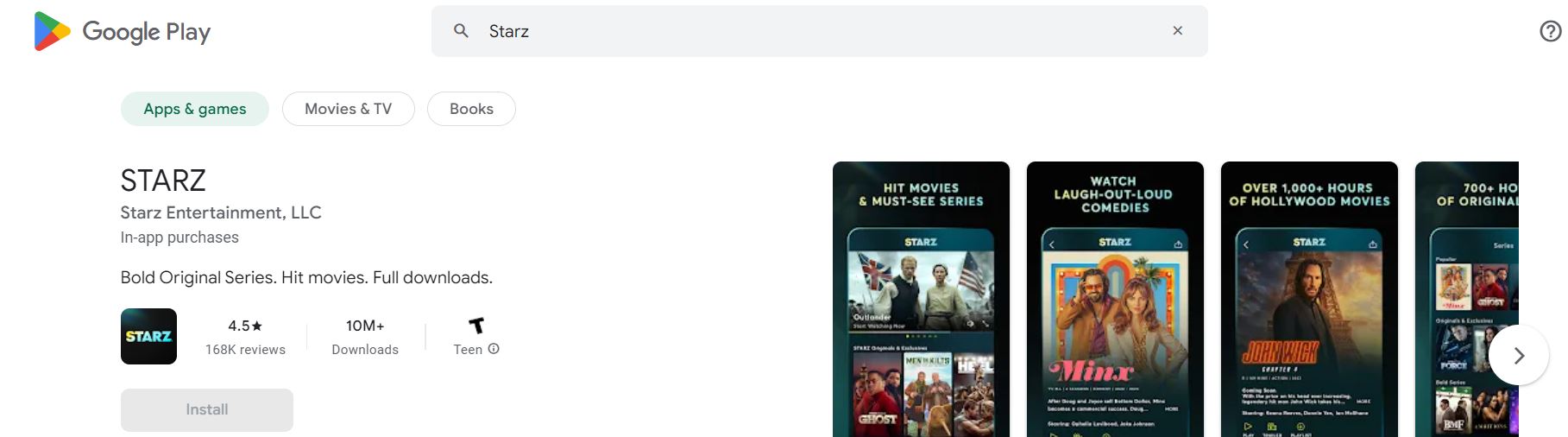 Starz App on Google Play Store