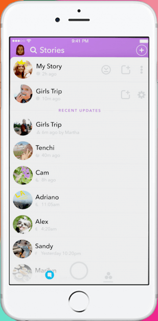 Stories Page on Snapchat