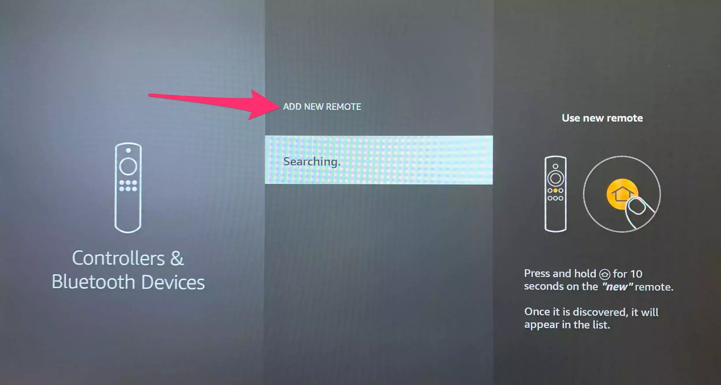 Add New Remote option on Firestick