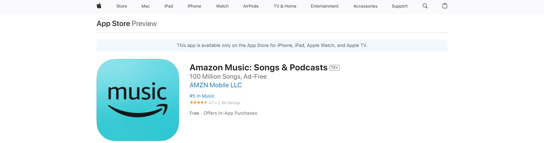 Amazon Music on Apple App Store