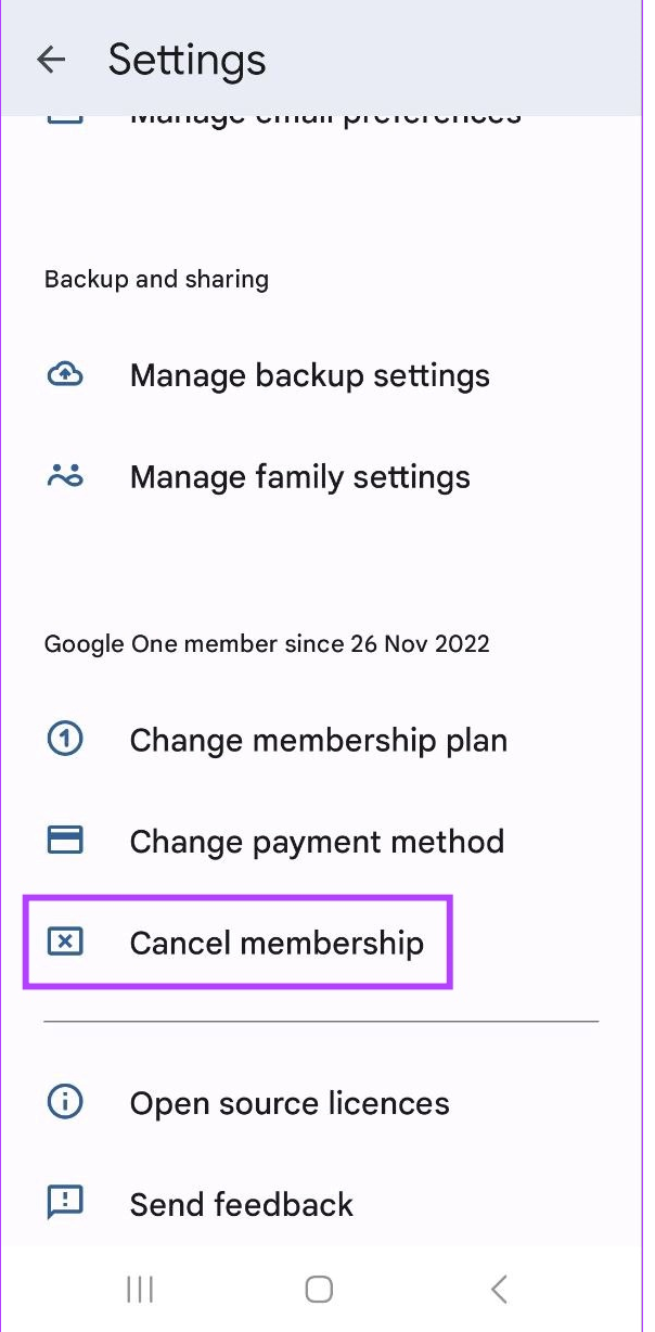 Cancel Google One Subscription
