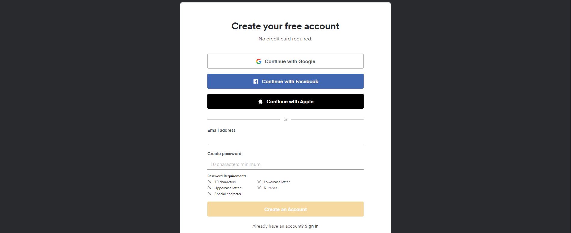 Create Account on Plex