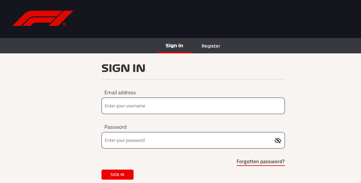 F1 Log IN