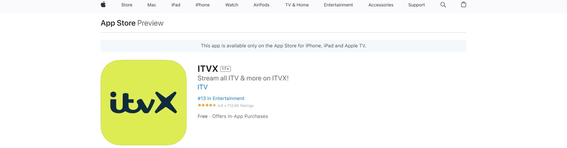 ITVX on Apple App Store