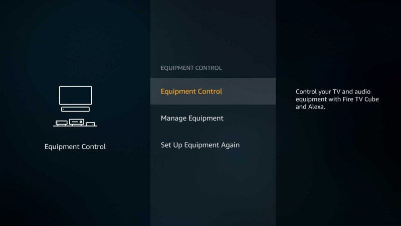 Manage Equipment option on Firestick