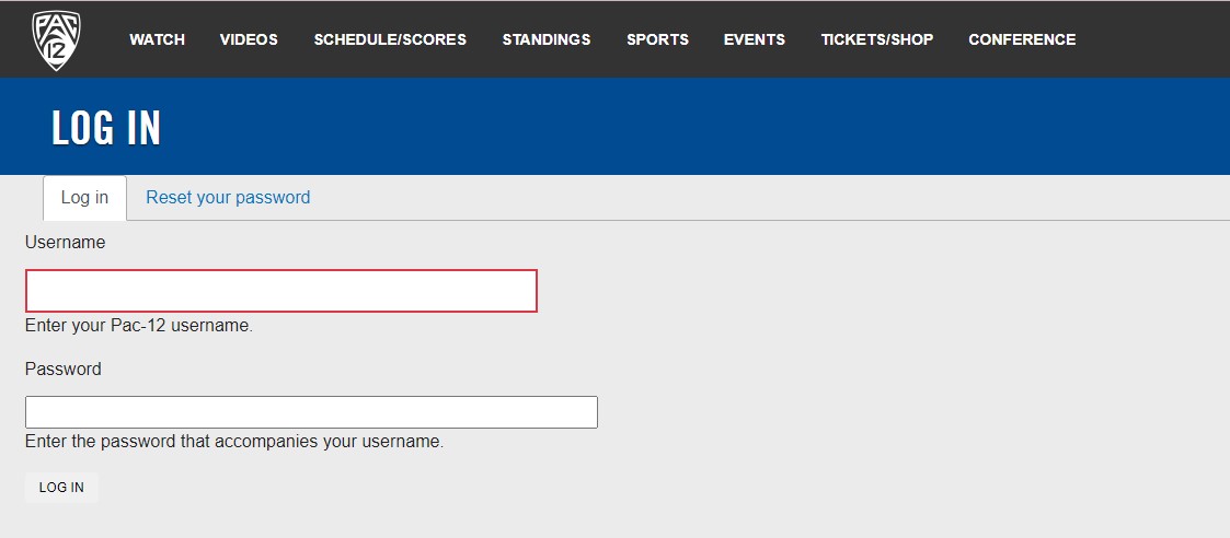 Pac 12 Log in