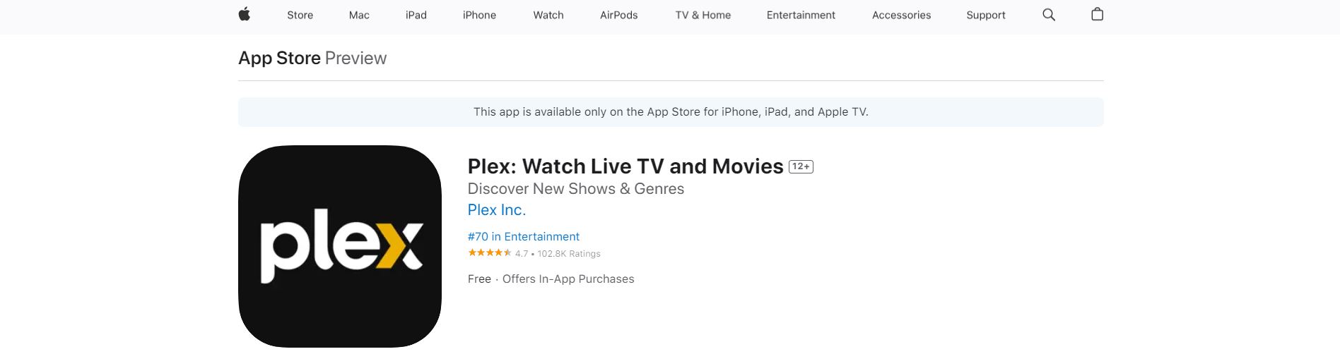 Plex on Apple App Store
