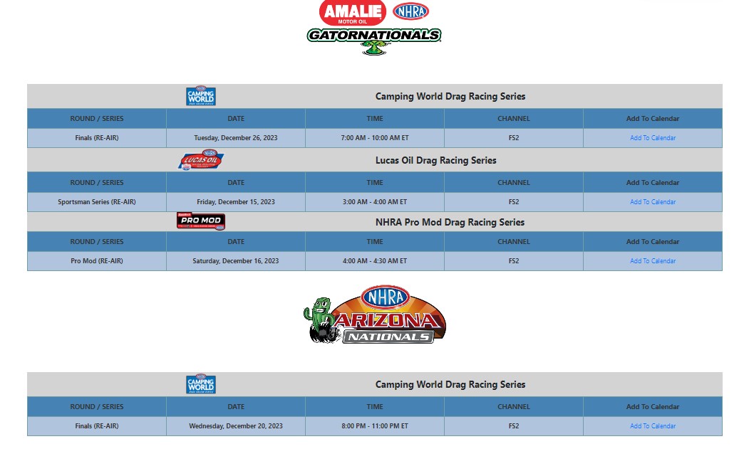 NHRA TV on Firestick