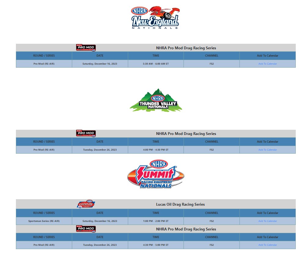 NHRA TV on Firestick