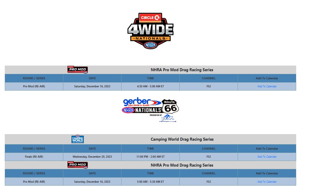 NHRA TV on Firestick