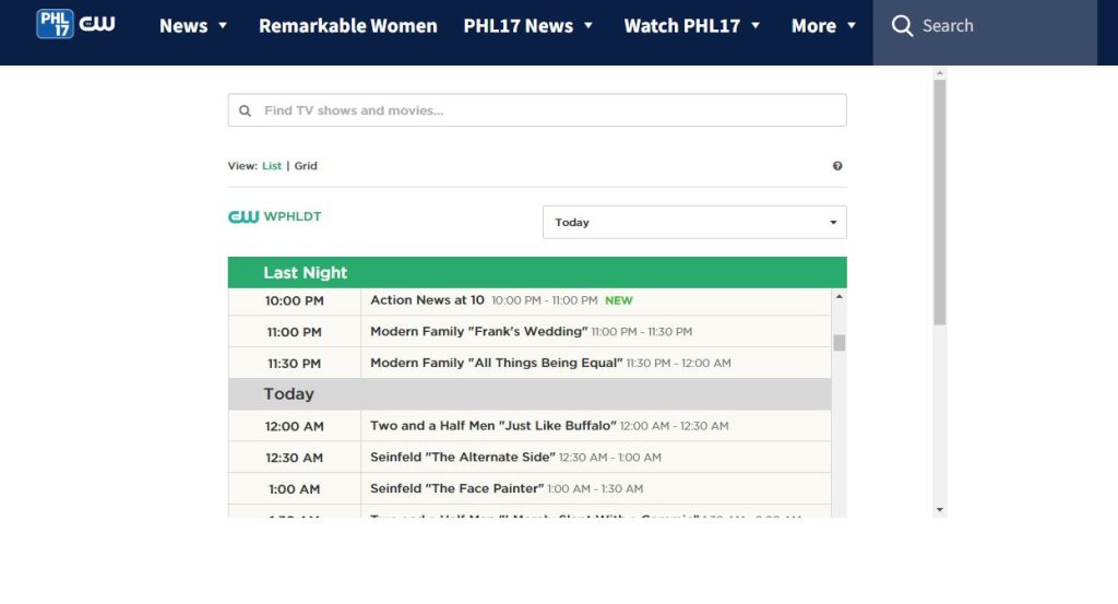 PHL17 on YouTube TV- Program schedule PH17